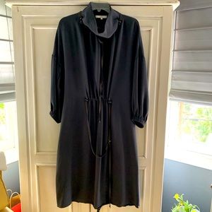 Tibi Cowl Neck Drawstring Midi Dress